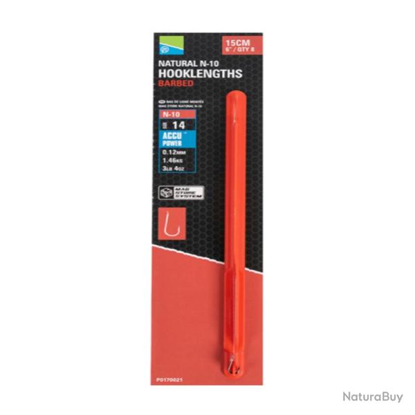 BAS DE LIGNE PRESTON NATURAL N-10 BARBED 15 CM - X8 14