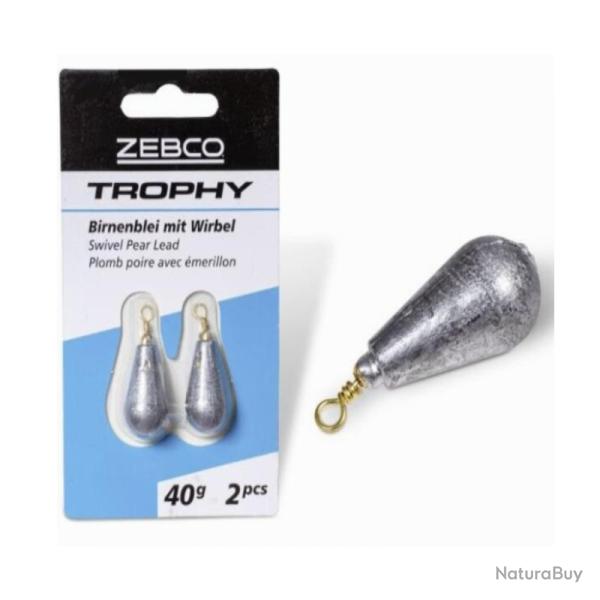 PLOMB POIRE A EMERILLON ZEBCO TROPHY SWIVEL PEAR LEAD 35G