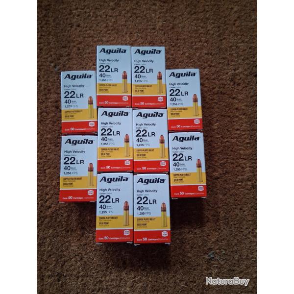 10 bo�tes de 22LR HV 40gr tete cuivr�e Aguila