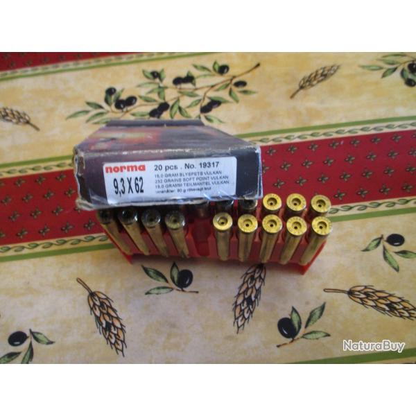 Vends lot de douilles 9,3 x 62 pr�tes  au rechargement