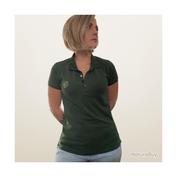 Polo femme Brod� Tordo coloris VERT