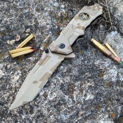 Couteau Tactical Desert Storm Tac Force A/O Lame Tanto Acier Inox Manche Aluminium Linerlock 58sf