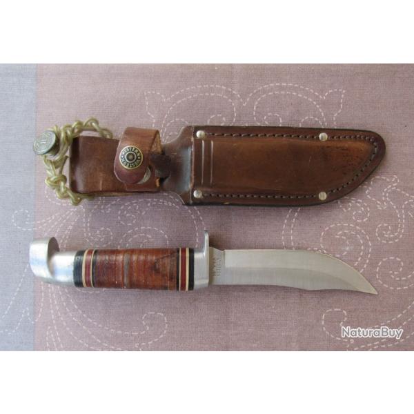 Western usa 66 avec manche cuir empil� + son fourreau cuir Bon �tat d'usage