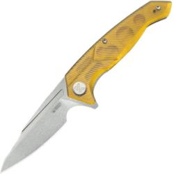 Couteau Pliant Kubey RBC-1 Lame Acier 14C28N Manche Ultem Ambr&eacute; Liner Lock KUB373D