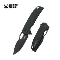 Couteau Kubey RDF Lame Acier 14C28N Manche G10 Noir Button Lock KUB316G