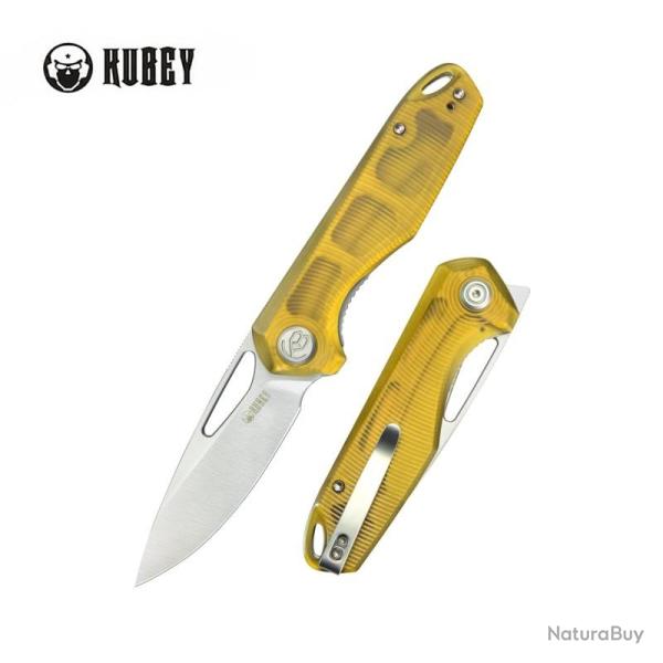 Couteau Kubey Doris Lame Acier 14C28N Manche Ultem Ambr� Liner Lock KUB324H