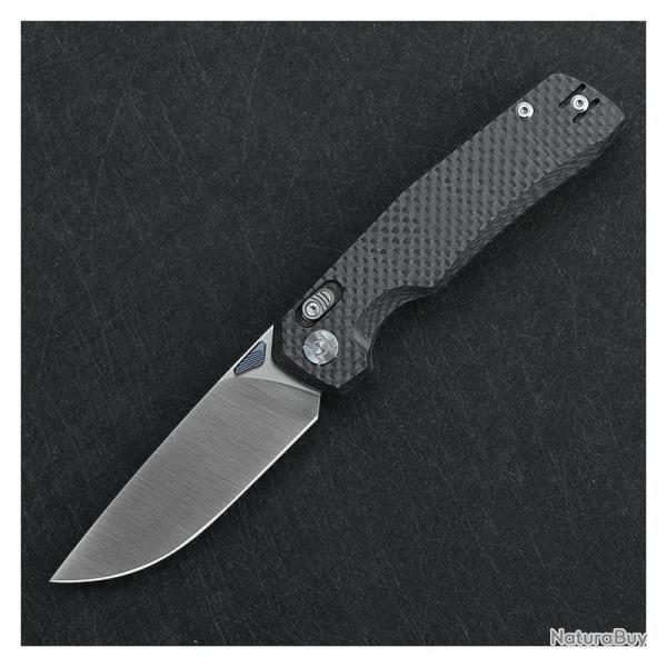 Couteau Kunwu X-TAO Lame Acier Elmax Manche Carbone Noir XT Lock KUNX703F