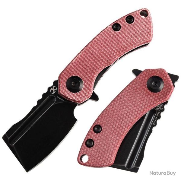 Couteau Kansept Mini Korvid Lame Acier 154CM Manche Micarta Rouge Liner Lock KT3030M2
