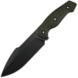 Couteau Fixe Kunwu Stiffy G Lame Acier ASSAB 88 Manche Micarta Vert &Eacute;tui Kydex KUNF712GN1