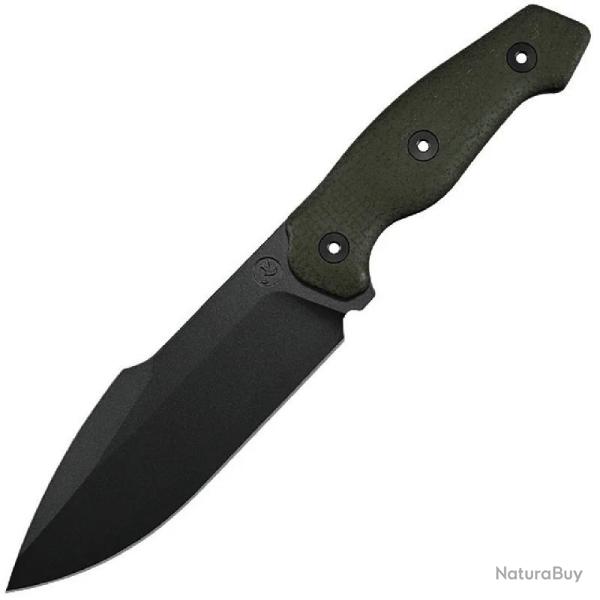 Couteau Fixe Kunwu Stiffy G Lame Acier ASSAB 88 Manche Micarta Vert �tui Kydex KUNF712GN1
