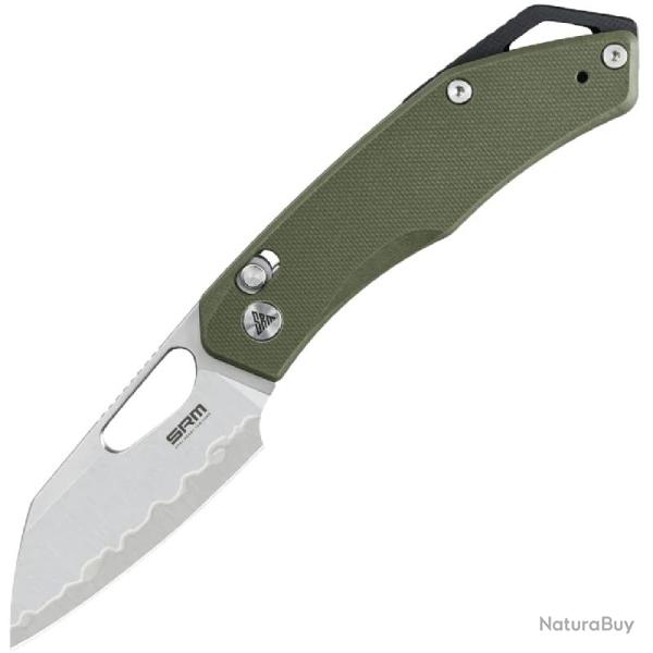 Couteau Pliant SRM Knives Cub 261M Lame Acier 140Cr Manche G10 Vert Ambi Lock SRM261MGP2