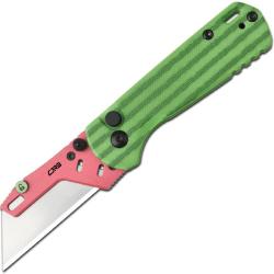 Couteau Cutter Pliant CJRB Boxer Lame Acier 2Cr13 Manche G10 Motif Past&egrave;que Button Lock J1967WM