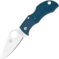 Couteau Pliant Spyderco Manbug Lame Acier SPY27 Manche FRN Bleu Cobalt Lockback Made In Japan