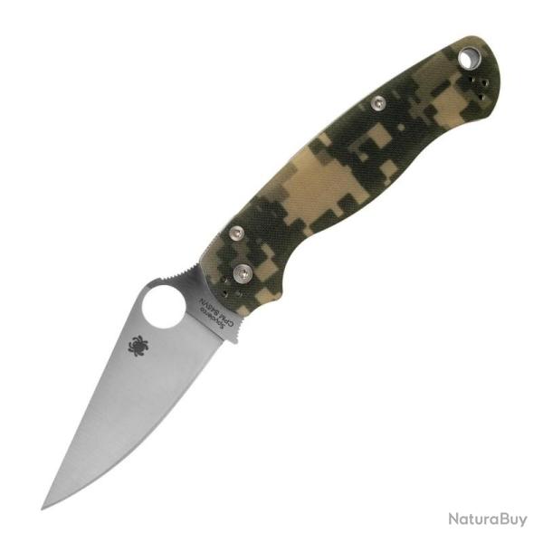 Couteau Pliant Spyderco Para Military 2 Lame Acier S45VN Manche G10 Camo Compression Lock SC81GPCMO2