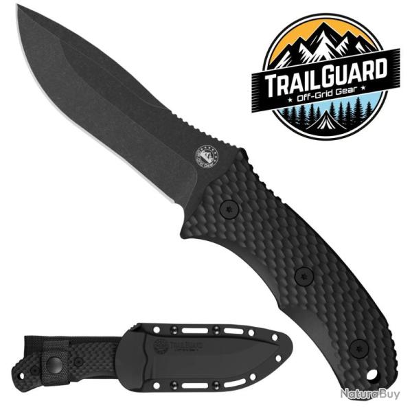 Couteau Fixe Off-Grid Gear TrailGuard Lame Acier 7Cr17MoV Manche FRN Noir �tui Polypropyl�ne OGGTGBO