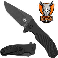 Couteau Off-Grid Gear Baby Rhino Lame Acier 12C27 Manche G10 Noir Liner Lock OGGBRNF