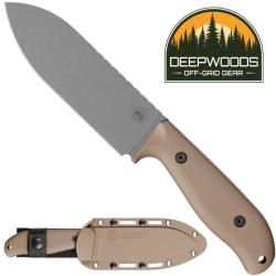 Couteau Fixe Off-Grid Gear DeepWoods Lame Acier 12C27 Manche G10 Sable &Eacute;tui FRN OGGDWDG