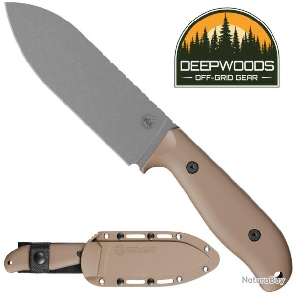 Couteau Fixe Off-Grid Gear DeepWoods Lame Acier 12C27 Manche G10 Sable �tui FRN OGGDWDG