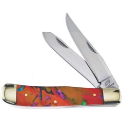Couteau Pliant Frost Cutlery Trapper Lame Acier Inox Manche R&eacute;sine Multicolore Slip Joint FOC108MC