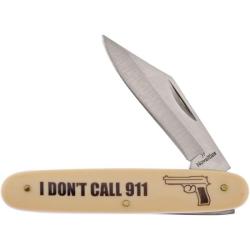 Lot de 3 Couteau Frost Cutlery I Don't Call 911 Lame Inox Manche Synth&eacute;tique Jaune Slip Joint FN911
