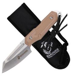 Couteau Fixe USMC Lame Acier 3Cr13MoV Manche Nylon Tan &Eacute;tui Nylon USMFIX3009TN