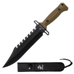 Couteau Fixe USMC Bowie Lame Acier 3Cr13MoV Manche Nylon Tan &Eacute;tui Nylon USMFIX3008TN