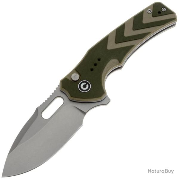 Couteau Pliant Civivi Vexron Lame Acier 14C28N Manche G10 Vert et Tan Button Lock CIVC240662