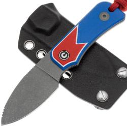 Couteau Fixe Civivi Baby Banter Jump Lame Acier Nitro-V Manche G10 Rouge Blanc Bleu &Eacute;tui CIVC23045A1