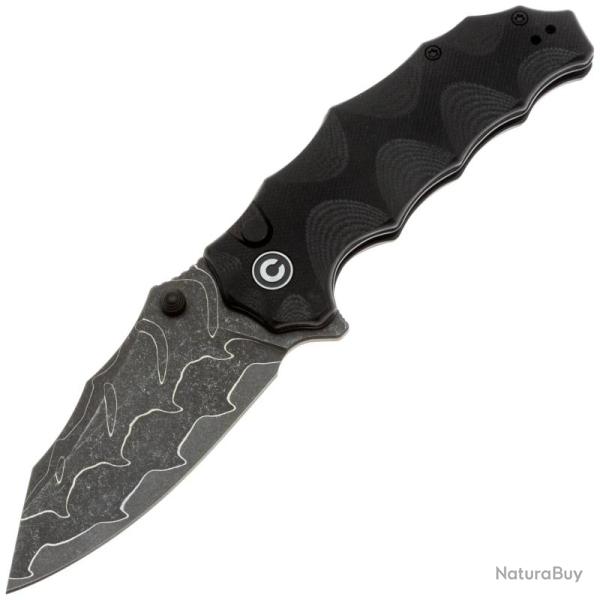 Couteau Pliant Civivi Natterjack Lame Acier Damas Manche G10 Noir Button Lock CIVC24028DS1