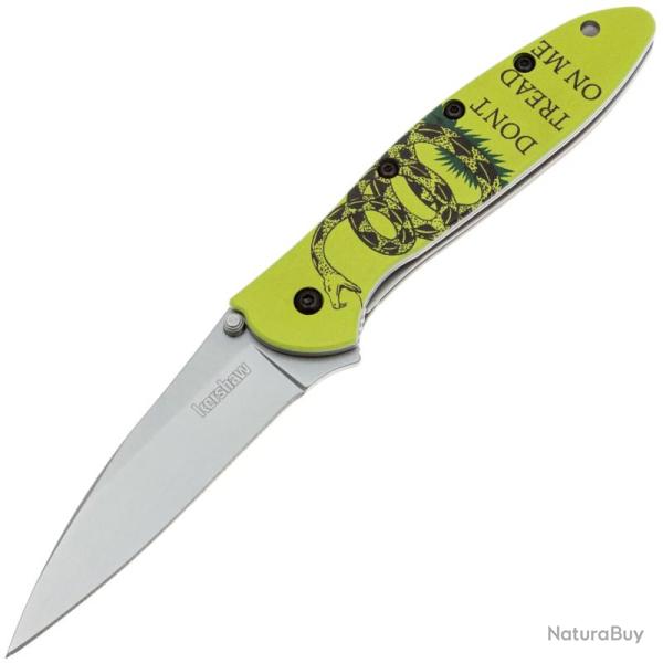Couteau Kershaw Leek Lame Acier 14C28N Manche Aluminium Jaune Gadsden Liner Lock A/O USA KS1660GADS