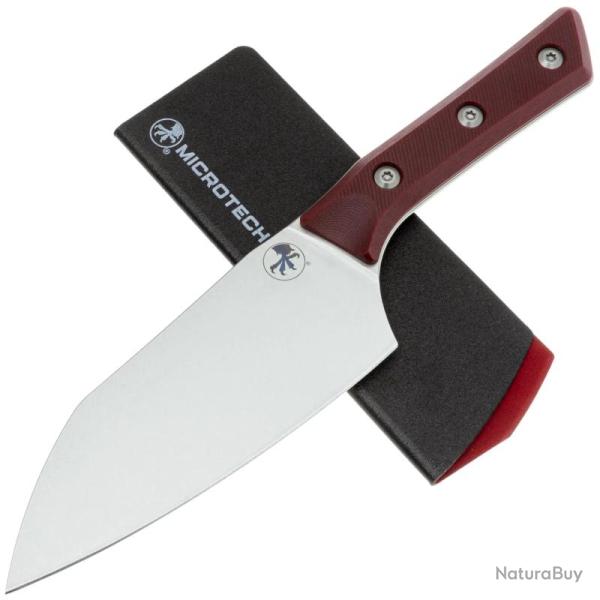 Couteau Santoku Microtech 15,2 cm Lame Acier M390MK Manche G10 Bordeaux USA MCT320010MR