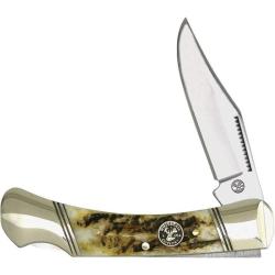 Couteau Pliant Frost Cutlery Whitetail Warrior Lame Acier Inoxydable Manche Os Stag Lockback