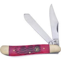 Couteau Frost Cutlery Dog Leg Trapper Lame Acier Inox Manche Os Jigged Rouge Slip Joint FWT951DRJB