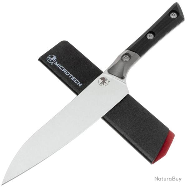Couteau de Cuisine Microtech Utility Lame Acier M390MK Manche G10 Noir et Titane USA MCT3400B10BK
