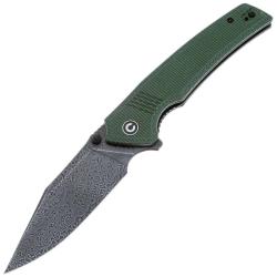 Couteau Pliant Civivi Tranquil Lame Acier Damas Manche Micarta Vert Liner Lock CIVC23027DS1
