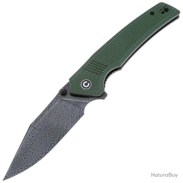 Couteau Pliant Civivi Tranquil Lame Acier Damas Manche Micarta Vert Liner Lock CIVC23027DS1