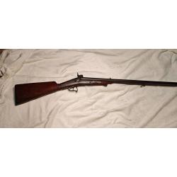 Beau fusil ancien &agrave; broche XIXe - Canons Damas - Gravures animali&egrave;res - Collection