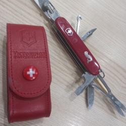 VICTORINOX FISHERMAN 1.4733 vantage 1976-1983 logo poisson argent&eacute; incrust&eacute; + &eacute;tui cuir 4.0520.1 ori