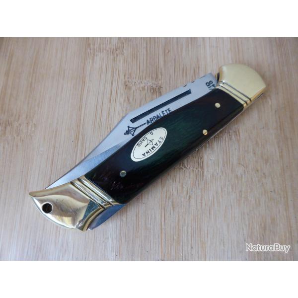 Ancien couteau pliant Vintage � pompe type Buck G DAVID 440 Thiers France TB ETAT