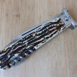 Ancien couteau pliant Vintage 3 pi&egrave;ces INOX &agrave; pompe BEGON Thiers FRANCE TB ETAT
