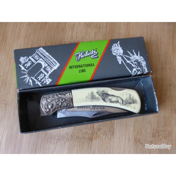 Couteau pliant ancien C JUL HERBERTZ Rostfrei 440 Japan Deer GERMANY