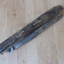 Ancien couteau scie pliant Bois de Cerf XIX&egrave;me ARNHEITER Bte PARIS TB ETAT