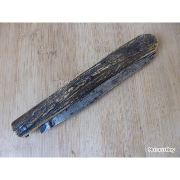 Ancien couteau scie pliant Bois de Cerf XIX�me ARNHEITER Bte PARIS TB ETAT