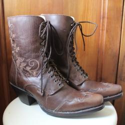 Bottines cuir Rosie Brown-Pointure-36 (port&eacute;es sur Mannequin)