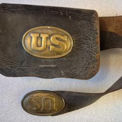 Sacoche a cartouches infanterie de l'Union d'EPOQUE 1861 Nordiste dans son &eacute;tat d'origine