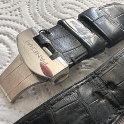 1 x bracelet noir croco ABP 24mm ET boucle d&eacute;ployante acier PANERAI