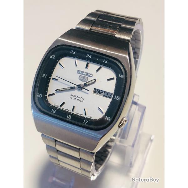 Montre Vintage Seiko 5 Automatique Calibre 7019 - 100% D'Origine - Cadran Blanc & Anneau 24H