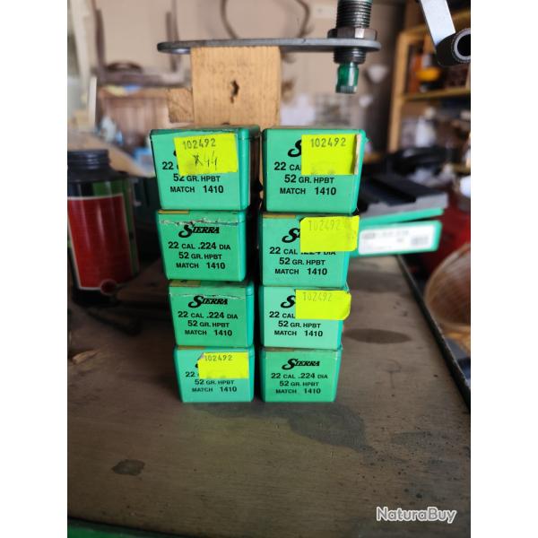 744 OGIVES SIERRA CAL.224 52GR HPBT MATCHKING