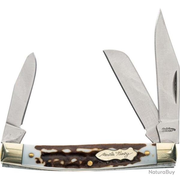 Couteau de Poche Schrade Uncle Henry Junior 3 Lames Acier Inox Manche Staglon SCH1136001
