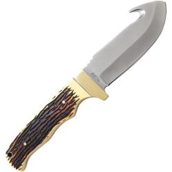 Couteau Fixe Schrade Uncle Henry Guthook Lame Acier 7Cr17MoV Manche Staglon &Eacute;tui Cuir SCH1116410